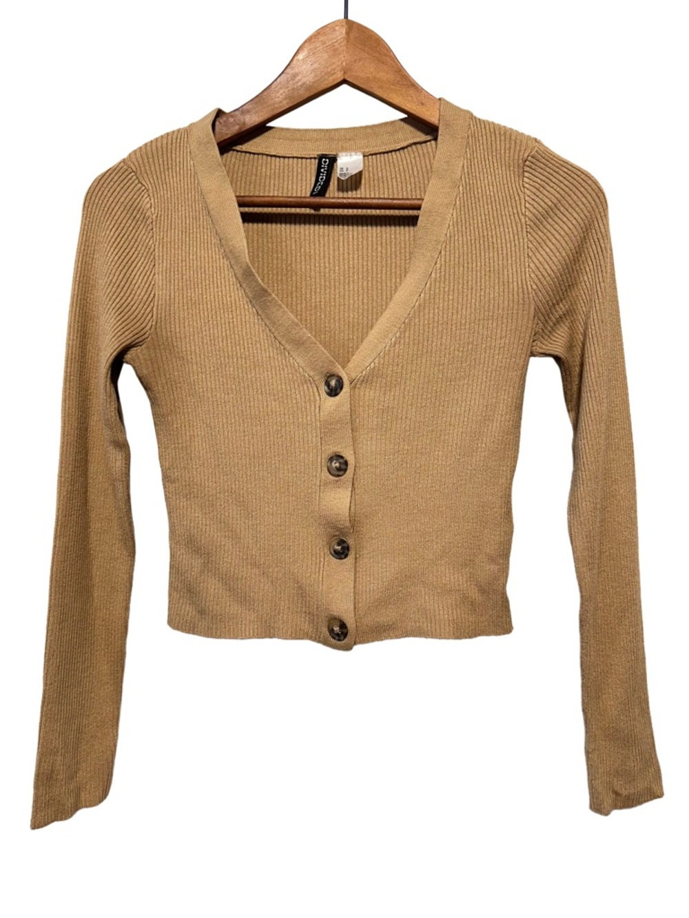 Y2K DIVIDED Ribbed Cropped Cardigan Coquette Balletcore Minimalist
